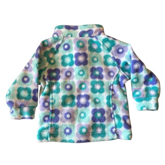 NWOT Columbia Infant Benton Springs Flower Fleece Jacket Purple Blue 3-6 months - Picture 2 of 3